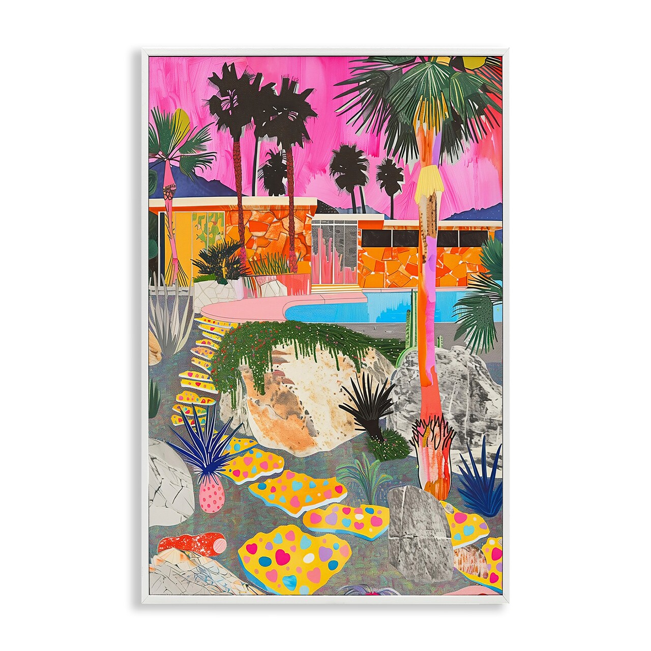 Stupell Industries Modern Tropical Villa Collage Framed Giclee Wall Art Design by Jess Stempel